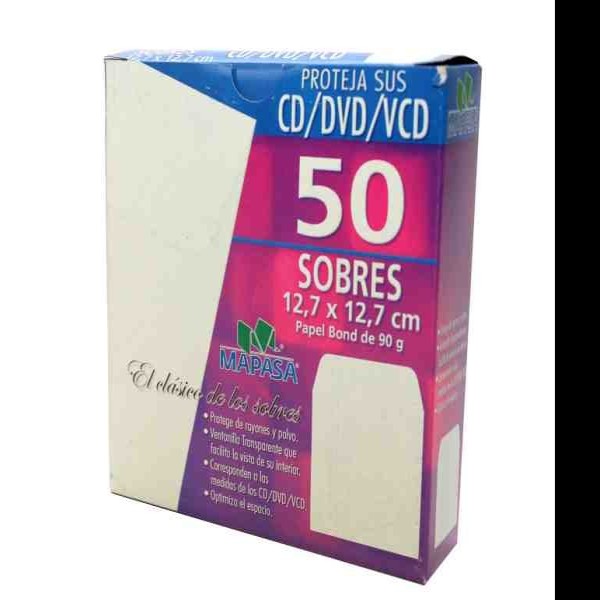 SOBRE PCD 12.7X12.7CM. MAPASA BOND BLANCO CAJA C50 C.10